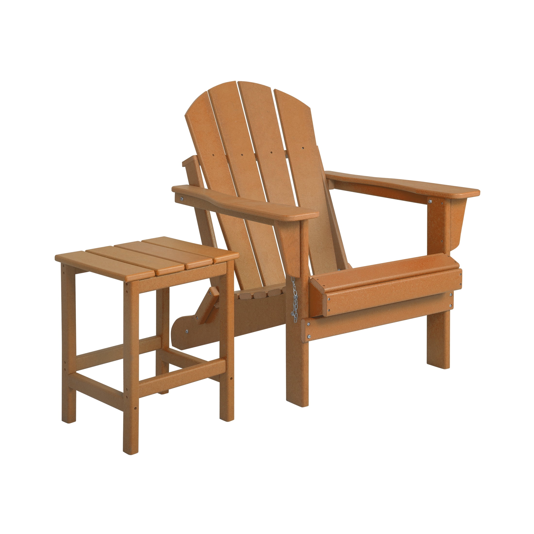Adirondack Chair with Square Side Table Included for Outdoor Patio Garden Porch Seating, Orange