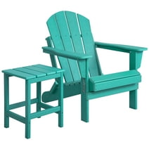 Adirondack Chair with Square Side Table Included for Outdoor Patio Garden Porch Seating, Turquoise