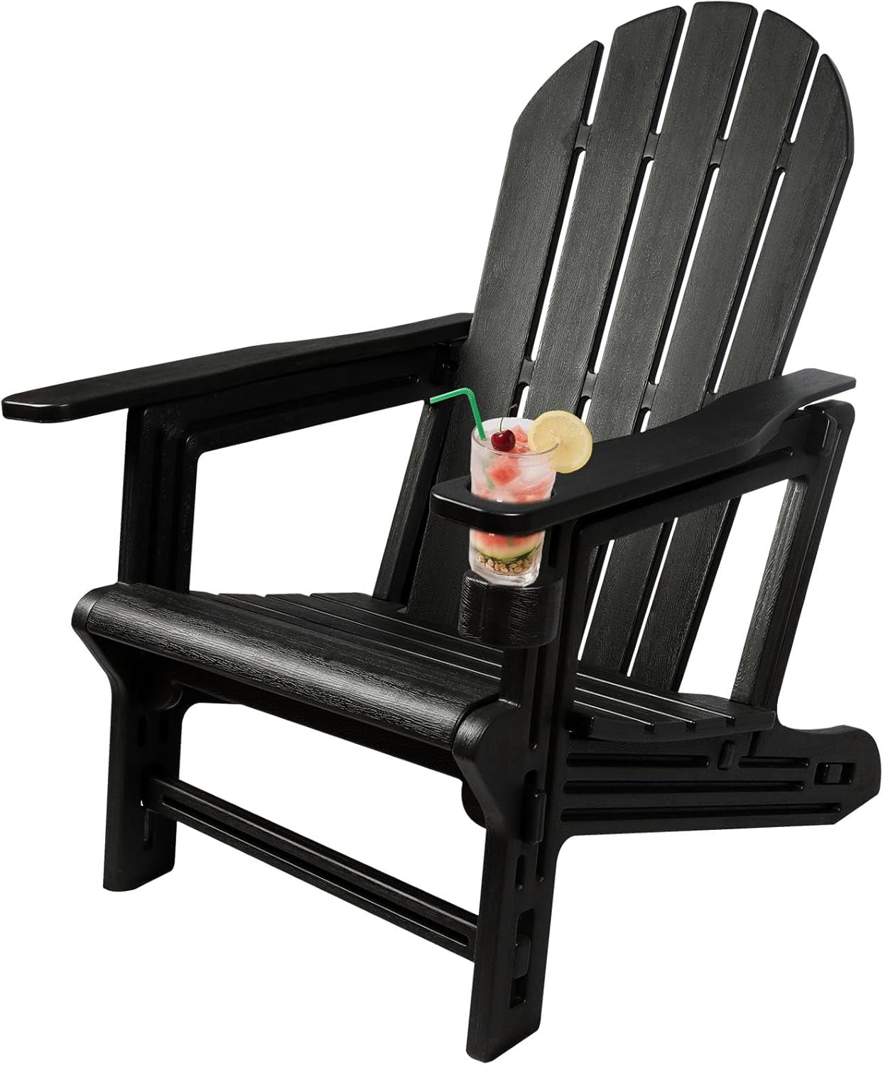 Adirondack Chairs - HDPE Weather Resistant, No Tools and Hardware Required 5-Minute Assembly, Patio, Firepit or Lawn Chairs, Black