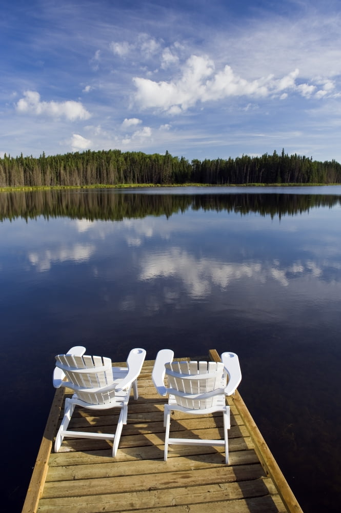 Adirondack Chairs On Dock Two Mile Lake Duck Mountain Provincial Park Manitoba Canvas Art - Dave Reede Design Pics (11 x 17)