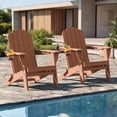 thumbnail image 1 of Adirondack Chairs Set of 2, Folding All-Weather HDPE Plastic Patio Chairs, Teak, 1 of 7