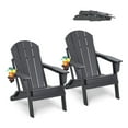 thumbnail image 1 of Adirondack Chairs Set of 2, Plastic Folding Outdoor Patio Furniture, All-Weather Fire Pit Chairs, Gray, 1 of 7