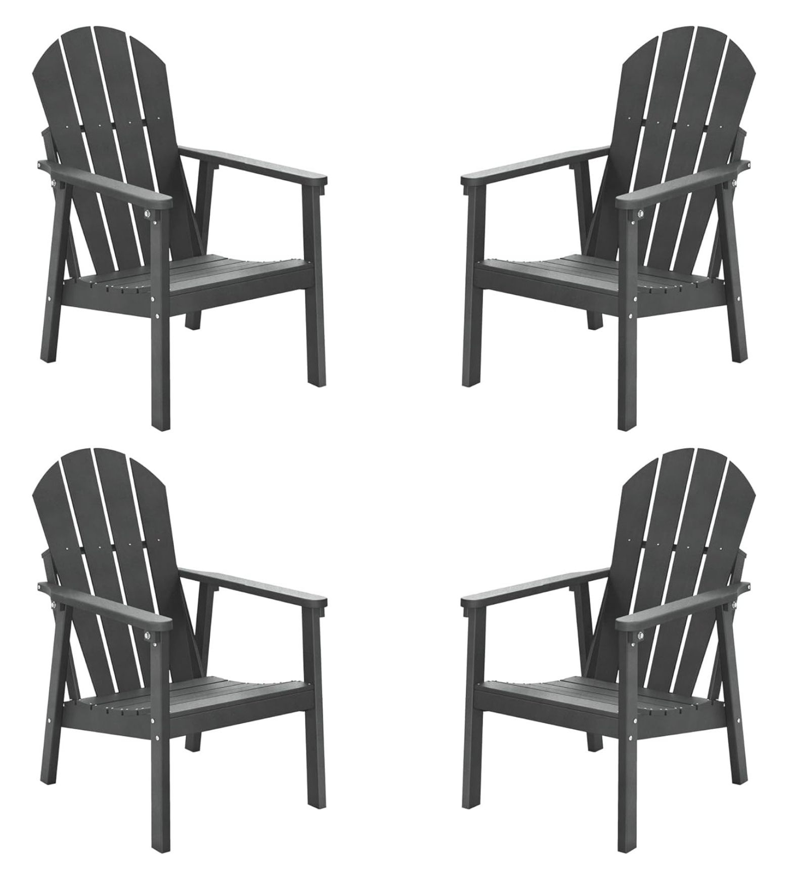 Adirondack Chairs Set of 4，HDPE Weather Resistant Outdoor Chair， Chair