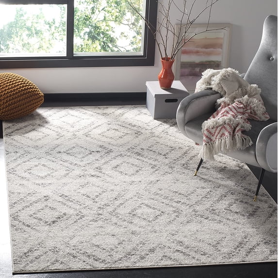 Adirondack Collection Area Rug - 5'1" x 7'6", Light Grey & Grey, Modern Diamond Distressed Design, Non-Shedding & Easy Care, Ideal for High Traffic Areas in Living Room, Bedroom (ADR131C)