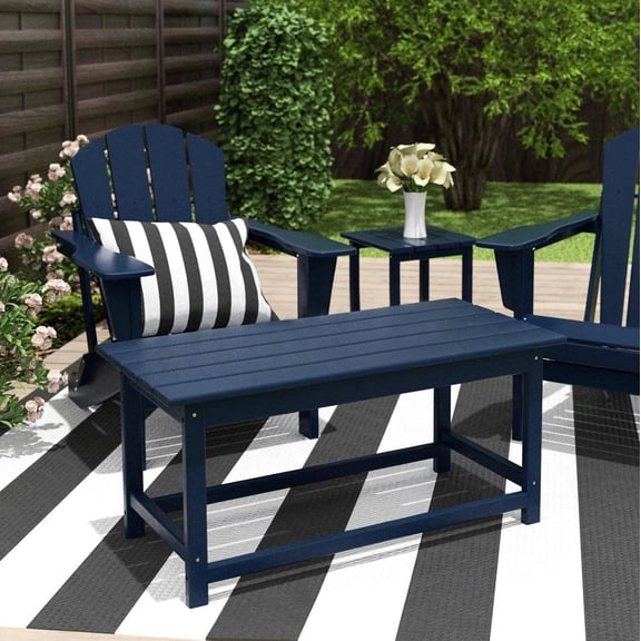 Adirondack Conversation Table, HDPE Outdoor Drink Table, Weather-Resistant Patio Table for Pool, Backyard, Porch, Balcony, Navy Blue