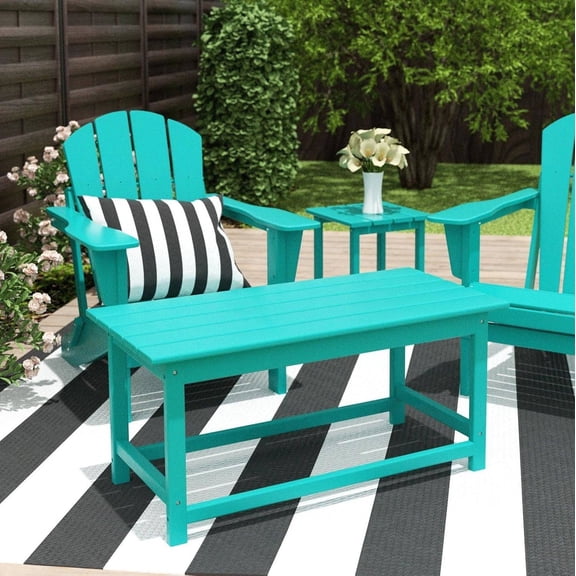 Adirondack Conversation Table, HDPE Outdoor Drink Table, Weather-Resistant Patio Table for Pool, Backyard, Porch, or Balcony, Turquoise