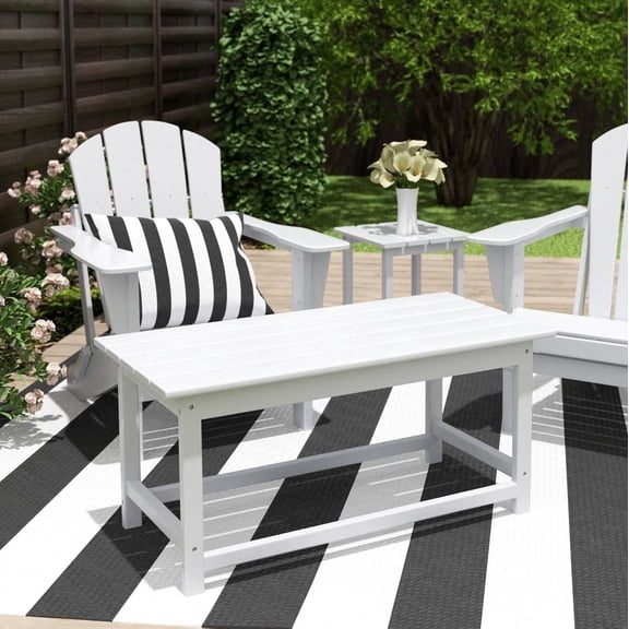 Adirondack Conversation Table, HDPE Outdoor Drink Table, Weather-Resistant Patio Table for Pool, Backyard, Porch, or Balcony, White