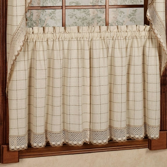 Adirondack Cotton Kitchen Window Curtains - Toast - 24" x 60" Tier Pair