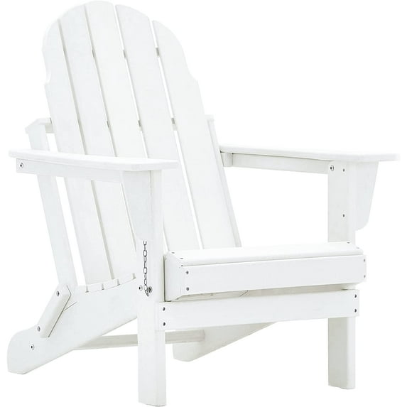 Adirondack Folding Chair, HDPE Outdoor Plastic Patio Chairs for Fire Pits, Gardens, Decks, Seaside Weather Resistant, Waterproof, Easy to Assemble (White)