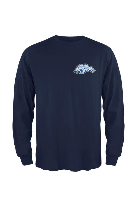 - Dual Logo Navy Youth Long Sleeve T-Shirt - Youth Large