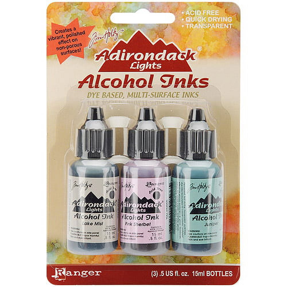 Adirondack Lights Alcohol Ink .5 Ounce 3/Pkg-Woodlands-Pink Sherbet/Lake  Mist/Juniper 