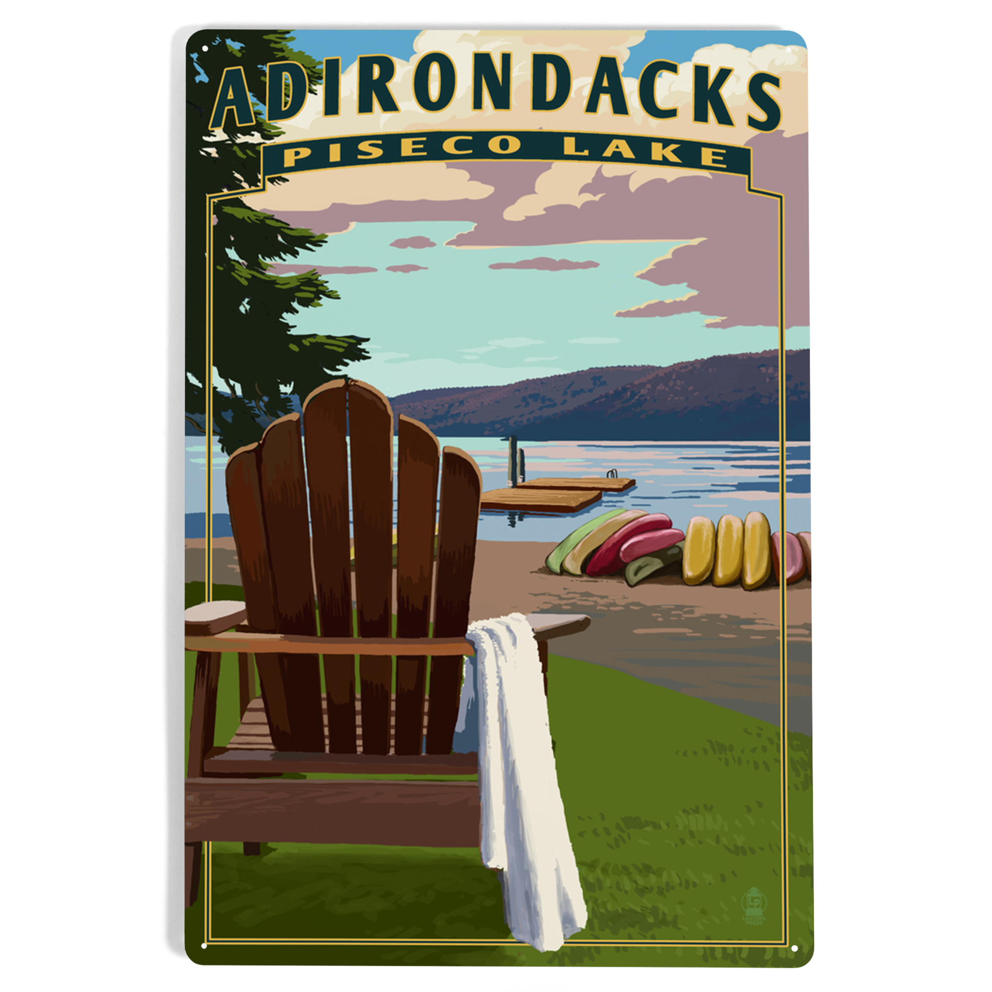 Adirondack Mountains, New York, Piseco Lake Adirondack Chair (12x18 ...