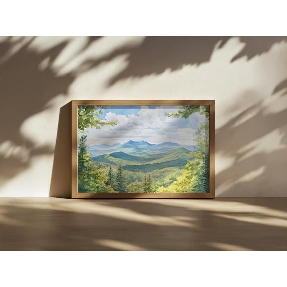 Adirondack Mountains Painting Adirondack High Peaks Wall Art New York Summer Mountain Sky Artwork Forest Nature Landscape Poster