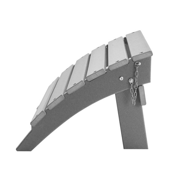 Adirondack Ottoman, 16.9" x 18.9" Folding Foot Rest, HDPE Plastic Weather-Resistant, Outdoor Patio Furniture Accessory, Gray