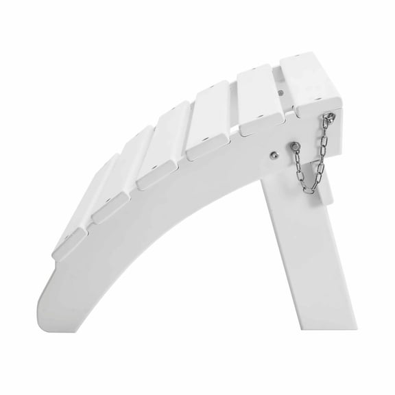 Adirondack Ottoman, Folding Foot Rest - HDPE Plastic, Weather-Resistant - Outdoor Patio, Lawn, Backyard - White