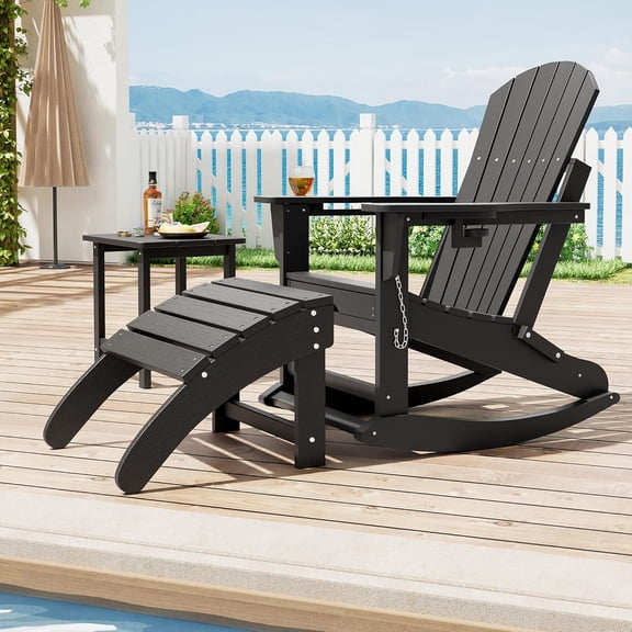 Adirondack Ottoman Foot Rest for Adirondack Chair, HDPE Resin Weather-Resistant Outdoor Footstool for Porch, Pool, Lawn & Backyard Use
