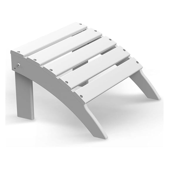 Adirondack Ottoman, HDPE Weather Resistant Footrest - Plastic Footstool for Patio, Backyard, Outdoor, Poolside, White