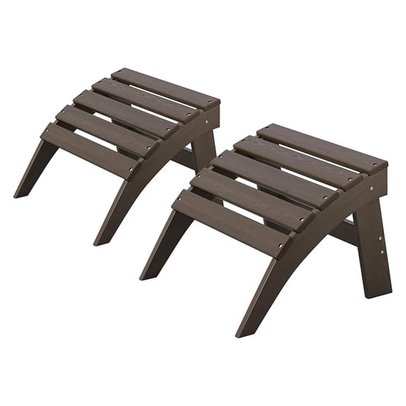 Adirondack Ottoman Set of 2, HDPE Plastic Outdoor Foot Rest Stool for Patio Chair Backyard Porch Pool Deck Garden, All Weather Resistant Lightweight Portable (Coffe)
