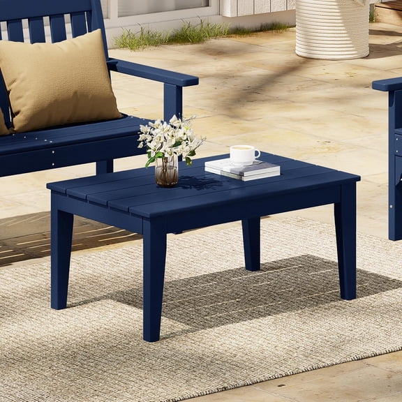 Adirondack Outdoor Coffee Table, HDPE Drink Table Weather Resistant, Patio Porch Accent Balcony Table Outdoor End Table for Pool, Seaside, Backyard, Navy Blue