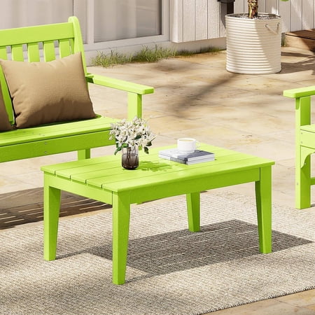 Adirondack Outdoor Coffee Table, HDPE Drink Table Weather Resistant, Patio Porch Balcony End Table for Pool, Seaside, Backyard, Lime