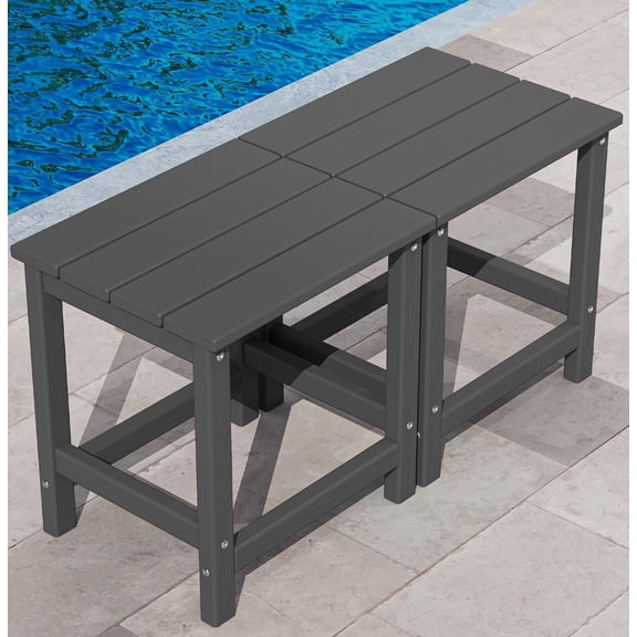 Adirondack Outdoor Side Tables Set of 2, Gray