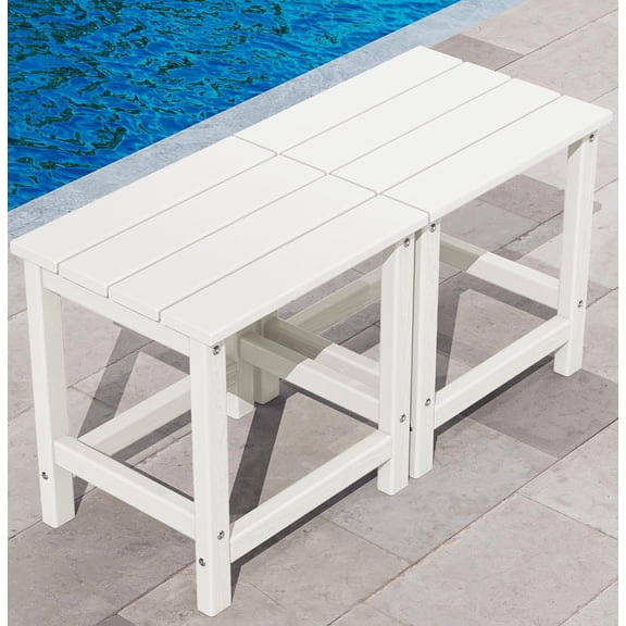Adirondack Outdoor Side Tables Set of 2, White