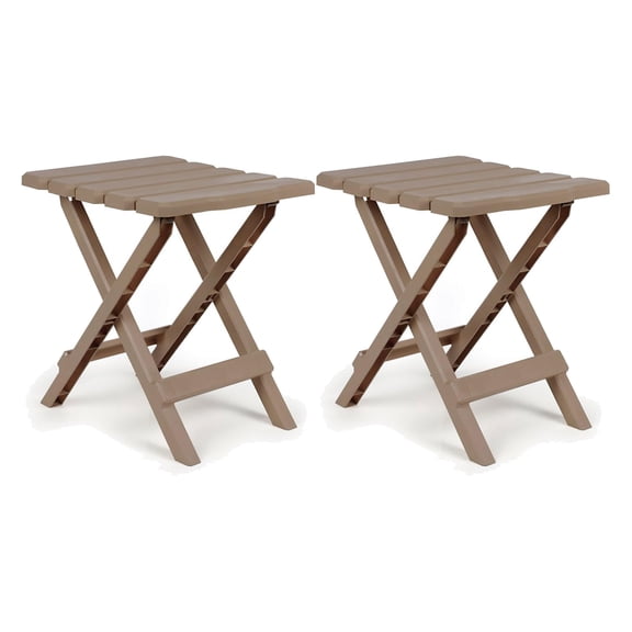 Portable Outdoor Side Table for Camping Beach, Adirondack Folding Table with Weatherproof Rustproof Construction, Indoor Decor, 2 Pack, Taupe Khaki