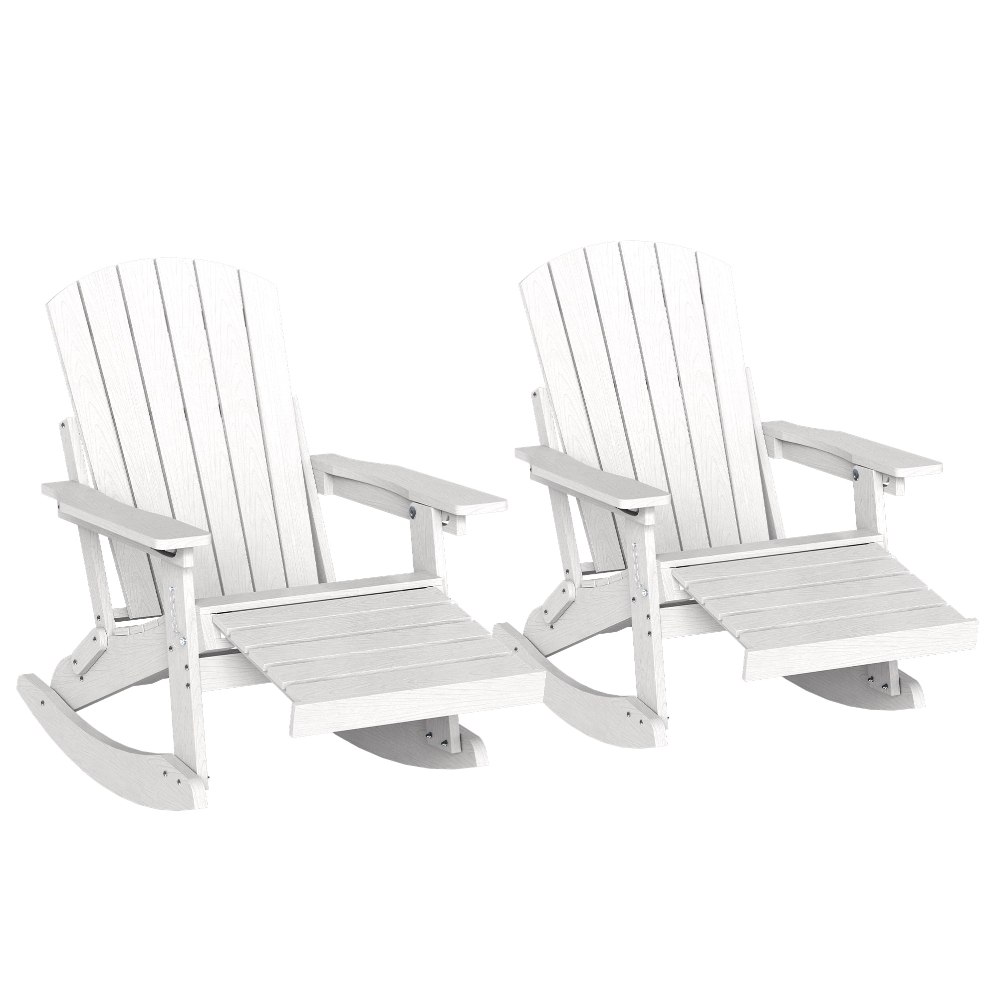 Adirondack Rocking Chair Set of 2 with Retractable Ottoman, 4-in-1 HDPE ...