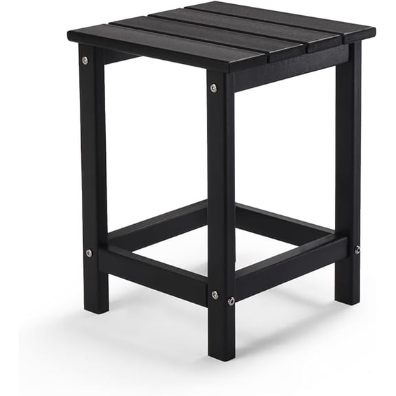 Adirondack Side Table, 14 Inch Square Outdoor End Table, HDPE Weather Resistant Coffee Table for Patio Balcony Deck Garden, Black