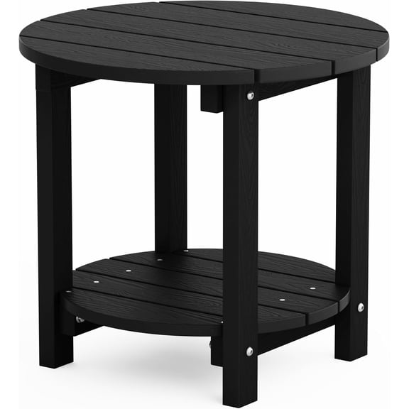 Adirondack Side Table, 18" Double Outdoor Side Table, Poly Lumber end Table, Weather Resistant for Indoor, Patio, Pool, Porch, Backyard-Black