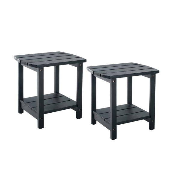 Adirondack Side Table 18", Solid Wood End Tables, Small Outdoor Coffee Table Porch Table Pine Wood for Patio, Backyard,Pool, Indoor Companion (Black 2PCS)