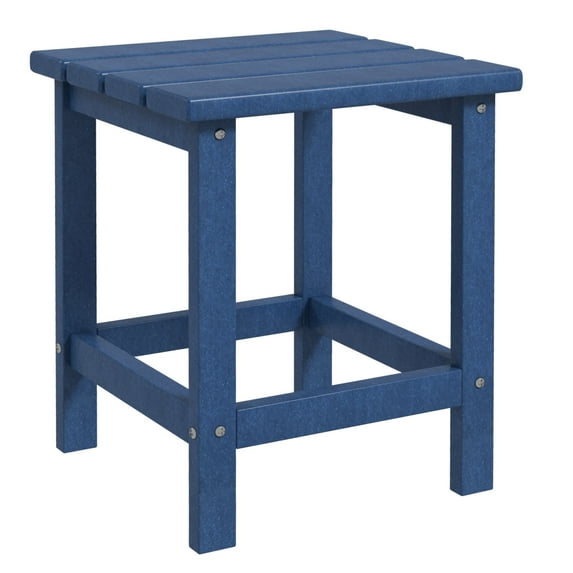 Adirondack Side Table, Square Patio End Table, Weather Resistant HDPE for Porch, Pool, Balcony, Blue