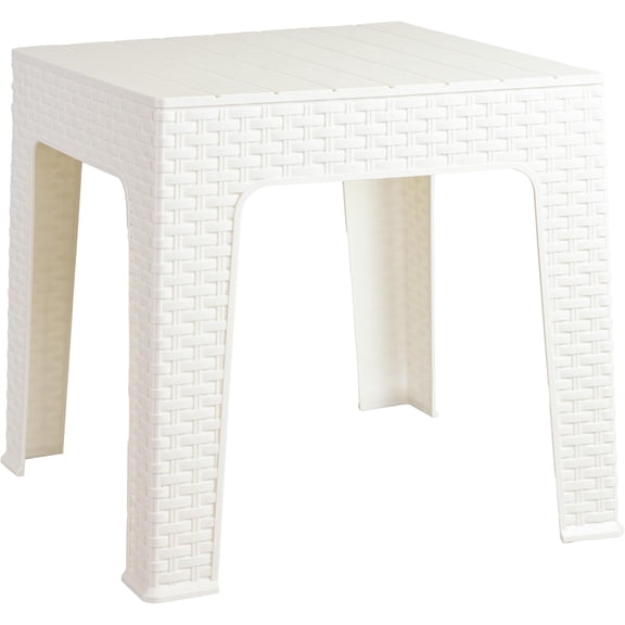 Adirondack Small Outdoor Side Table for Balcony, Patio, Deck, Pool - Plastic Square End Table - White