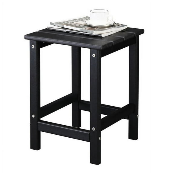 Adirondack Square Outdoor Side Table, Pool Composite Patio Table, HDPE End Tables for Backyard, Pool, Indoor Companion, Easy Maintenance & Weather Resistant (36*36*47cm, Black)