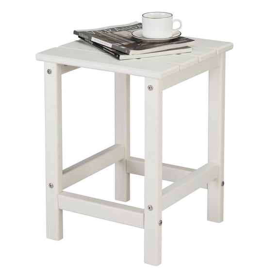 Adirondack Square Outdoor Side Table, Pool Composite Patio Table, HDPE End Tables for Backyard, Pool, Indoor Companion, Easy Maintenance & Weather Resistant (36*36*47cm, White)