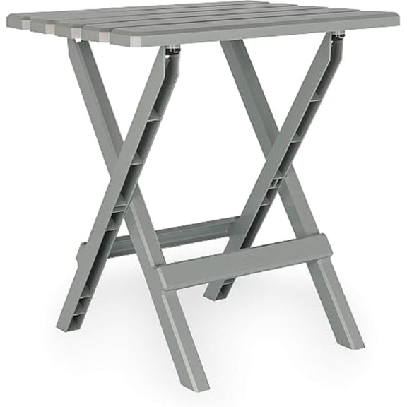 Adirondack Style Folding Plastic Large Table with Footrest Design and Easy to Setup Construction for Indoor or Outdoor Use, Gray