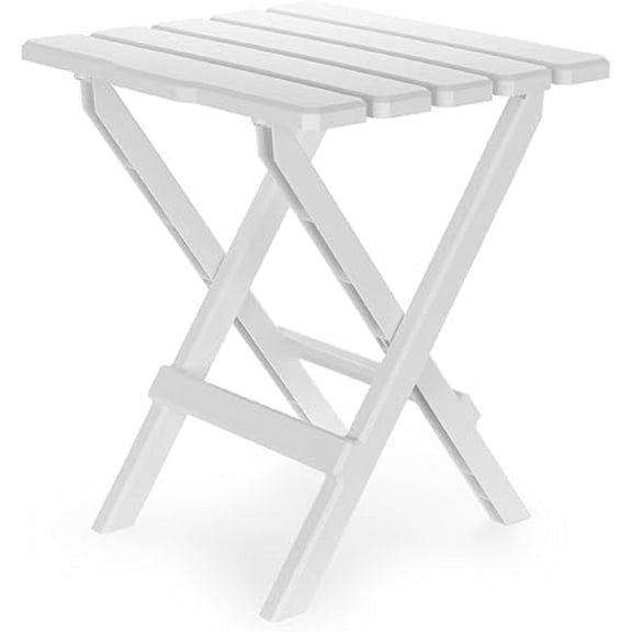 Adirondack Style Folding Plastic Large Table with Footrest Design and Easy to Setup Construction for Indoor or Outdoor Use, White
