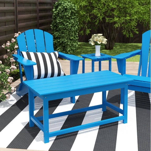 Adirondack-Style Outdoor Conversation Table, HDPE Weather-Resistant Patio Coffee Table for Backyard, Porch, Balcony, or Poolside