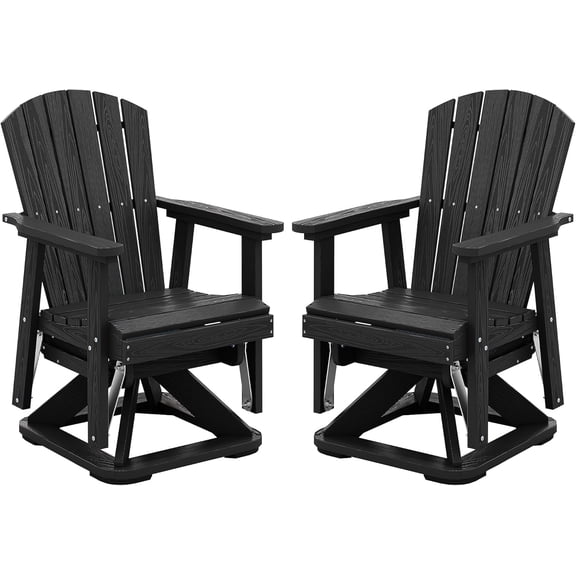 Adirondack Swivel Glider Chair, HDPE Glider Set of 2 for Outdoor, All-Weather Glider Chair for Porch, Balcony, Midnight Black