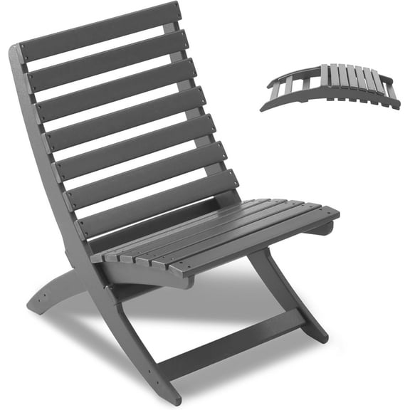 Adirondack Xavier Chair, HDPE All Weather Portable Storage Outdoor Chairs, Folding Fire Pit Chairs for Beach Pool Camping Fishing Campfire Patio Indoor Lawn, Supports 350 lbs (1pc,Grey)