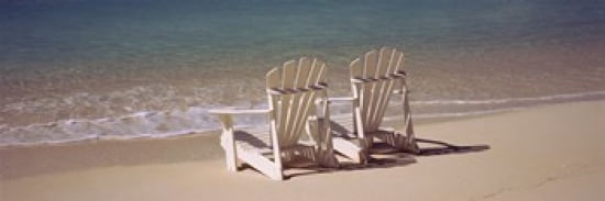 Adirondack chair on the beach Bahamas Canvas Art - Panoramic Images (36 x 13)