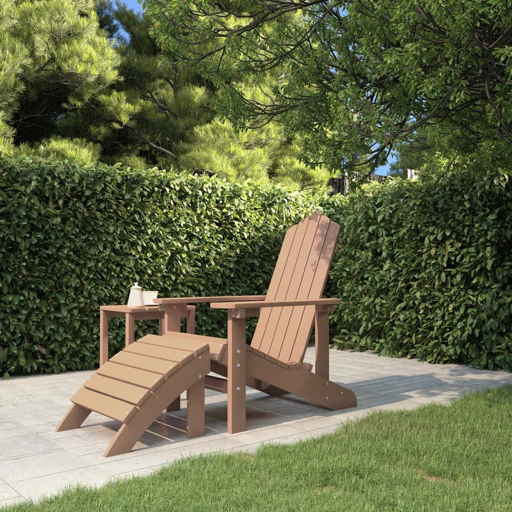 Adirondack garden chair with footrest HDPE brown
