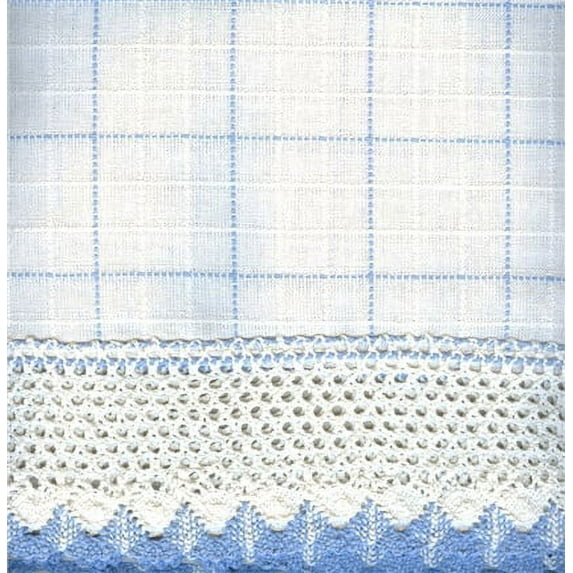 Adirondack white/blue 24" kitchen curtain tier