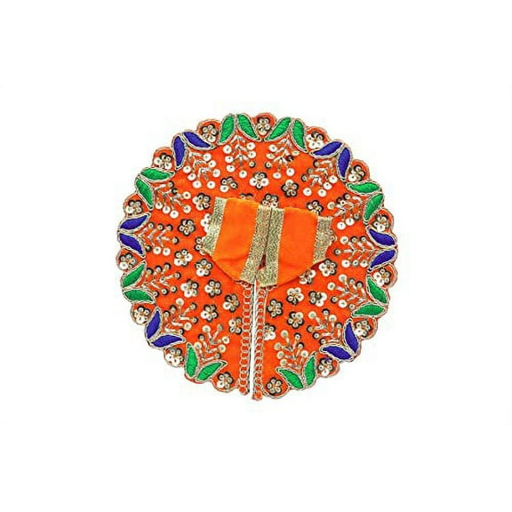 Aditri Creation Orange Ladoo Laddu Gopal Dress Cloth Bhagwan Poshak of Indian God Bal Krishna Dev Vastra for Metal Idol Statue (Size:- 2 No. Dia :- 6")