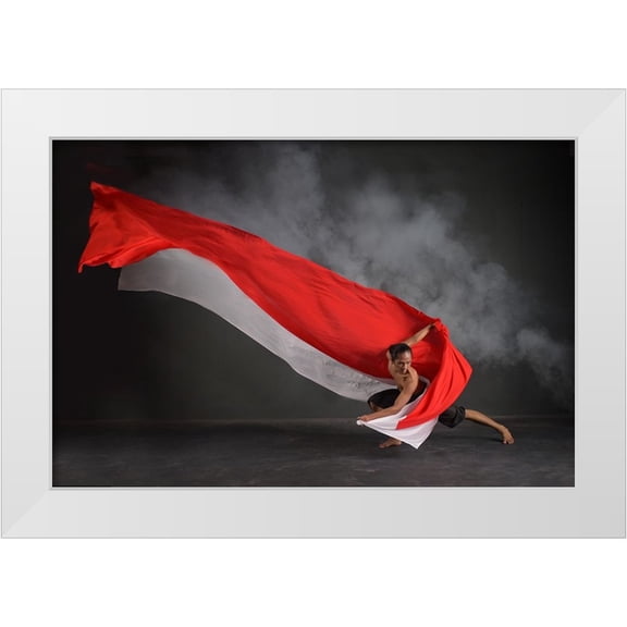 Aditya, Rawisyah 14x11 White Modern Wood Framed Museum Art Print Titled - Dance Of Red And White Cloths