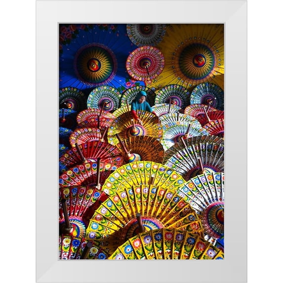 Aditya, Rawisyah 14x18 White Modern Wood Framed Museum Art Print Titled - Umbrellas Maker