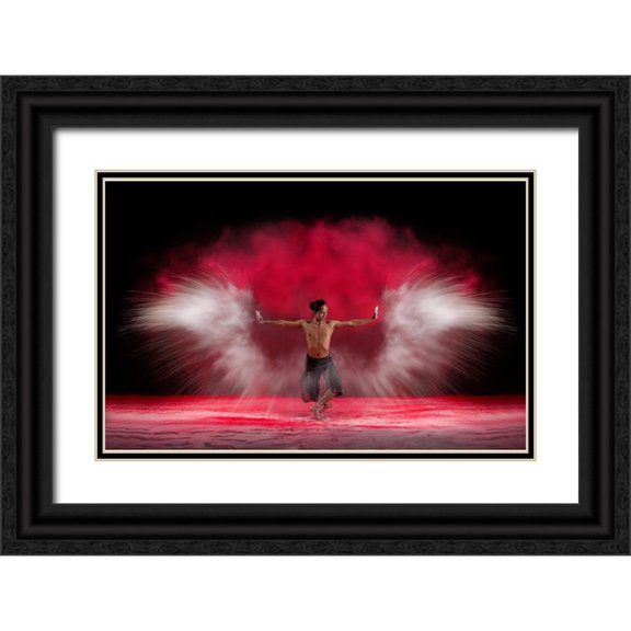 Aditya, Rawisyah 24x17 Black Ornate Wood Framed with Double Matting Museum Art Print Titled - Powder Wings