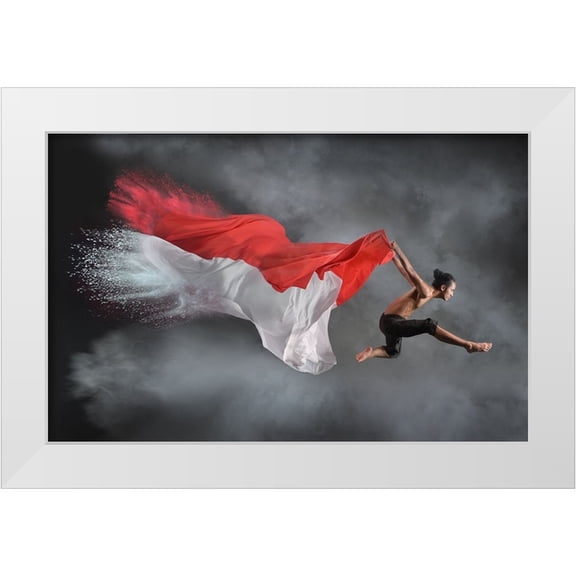 Aditya, Rawisyah 32x22 White Modern Wood Framed Museum Art Print Titled - Jumper Man