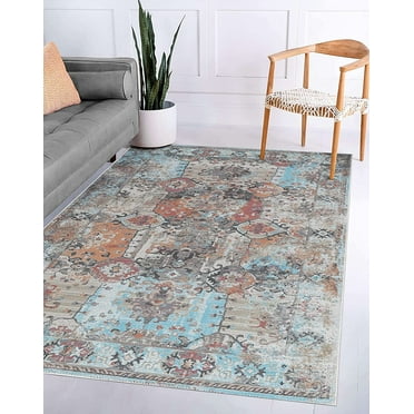Adiva Rugs Machine Washable Area Rug with Non Slip Backing for Living Room, Bedroom, Bathroom, Kitchen, Printed Persian Vintage Home Decor, Floor Decoration Carpet Mat (Multi, 4' x 6')