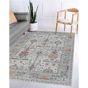 Adiva Rugs Machine Washable Area Rug with Non Slip Backing for Living Room, Bedroom, Bathroom, Kitchen, Printed Persian Vintage Home Decor, Floor Decoration Carpet Mat (Multi, 4' x 6')